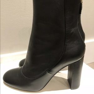 New M MISSONI Black Leather Boots Back Zipper 8.5